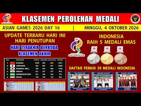 MEDALI EMAS INDONESIA - UPDATE PEROLEHAN MEDALI ASIAN GAMES 2026 HARI INI - INDONESIA LAMPAUI TARGET