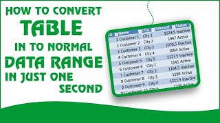 Excel Table to Normal Range | Convert Table to Data | Hindi Tutorial #excelkaarigar #tables