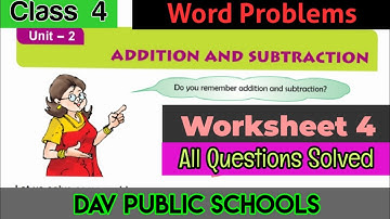 DAV class 4 maths chapter 2 worksheet 4 word problems