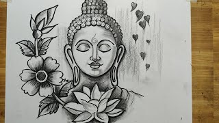 how to draw lord buddha easy pencil sketch drawing,easy pencil art gautam buddha,gowthama buddha , screenshot 1