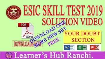 ESIC UDC & STENO SKILL TEST YOUR DOUBT SECTION & ONE MORE DEMO SET FREE