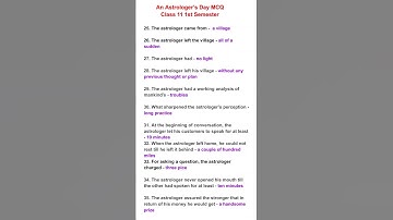An Astrologer’s Day MCQ Class 11 Semester1 || #shorts #english #trending #class11 #mcq #question #gk