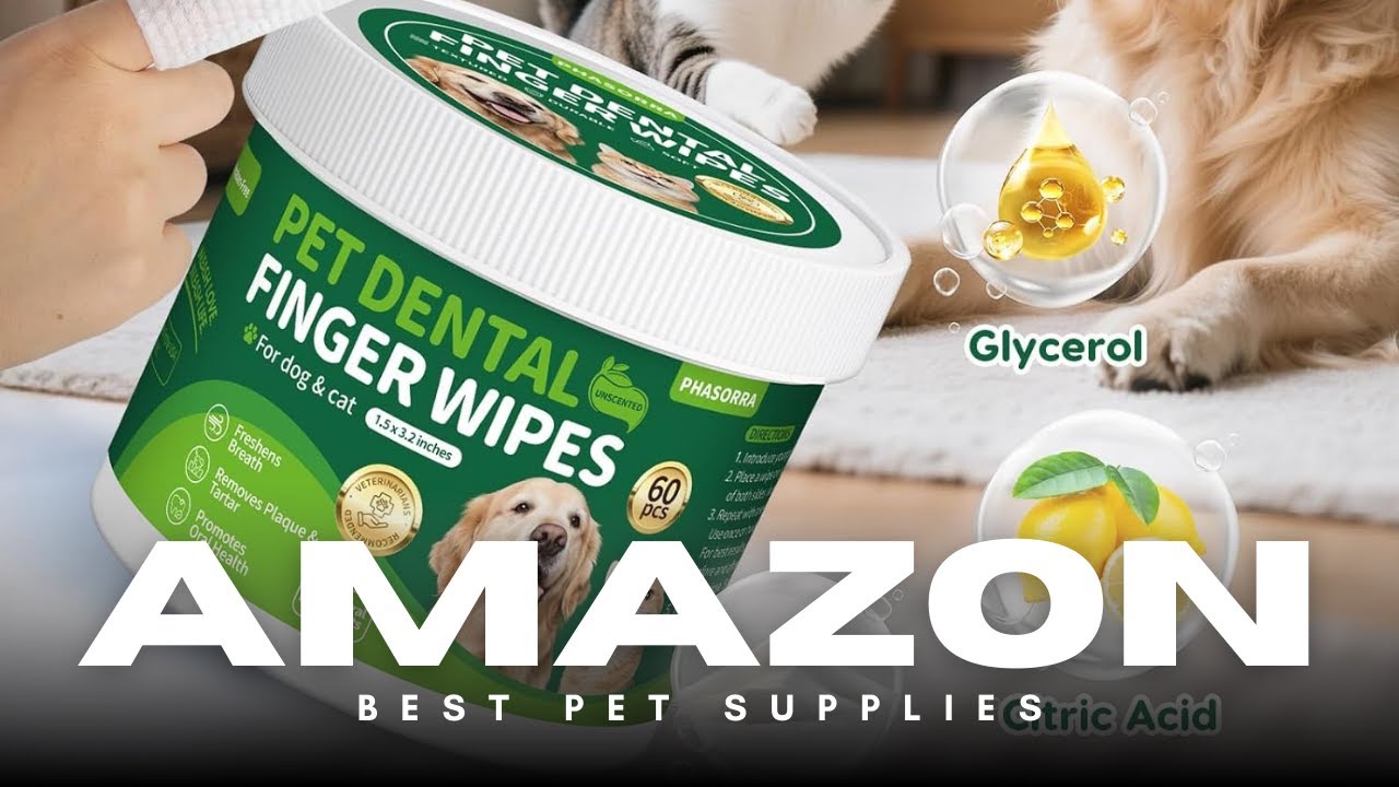 Dog Dental Care Wipes 🦷🐶 | Easy Tooth Cleaning & Stain Removal for Dogs & Cats | 60 Count