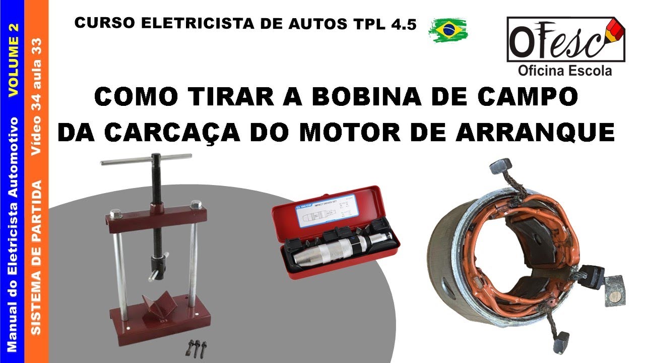 Como tirar a bobina de campo da carcaça do motor de arranque - V34A33