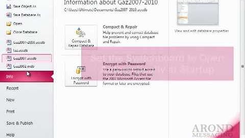Using Access 2010 - Set Switchboard Startup Options
