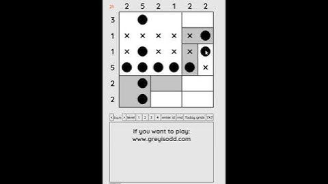 Grey is Odd - Today grids. Solution level 1 6X6 dated 04-27-2024 #logicpuzzles #logicgames  #games