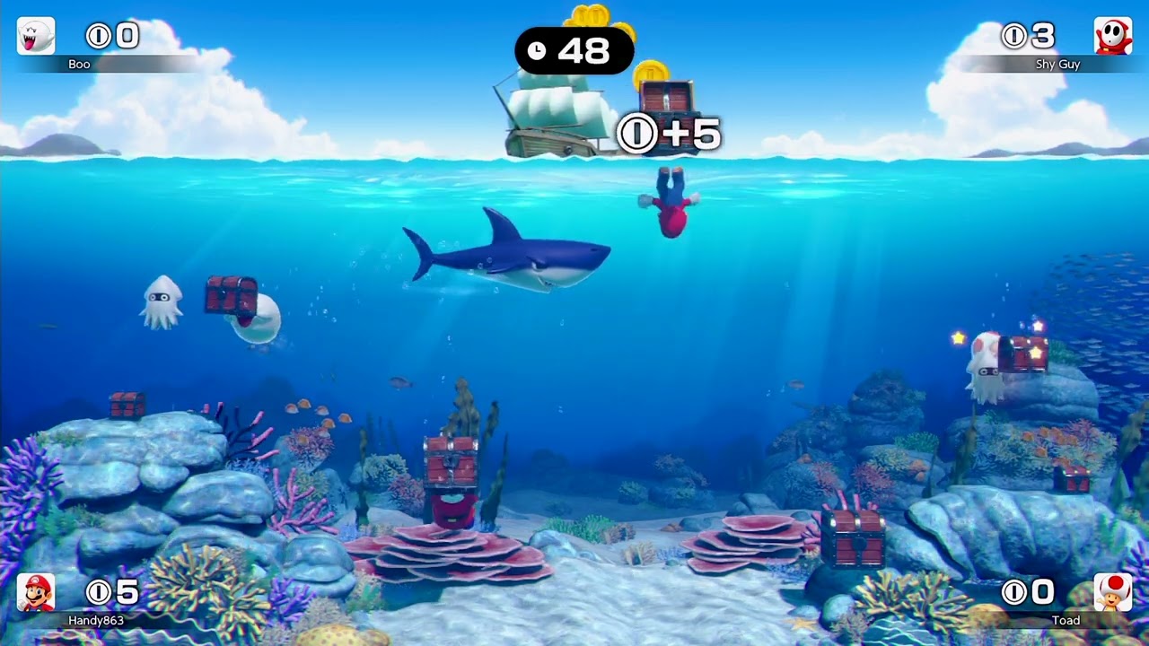 Super Mario Party Jamboree - Free-for-All Minigame - Treasure Divers