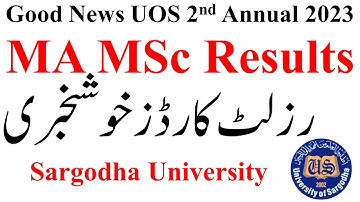 Good News MA MSc 2nd Annual 2023 Result Cards UOS
