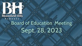 BHS: Board of Education Meeting Sept. 28, 2023