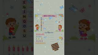 Fun learning time with colorful worksheet Missing letters count &amp; write what comes after &amp; matching