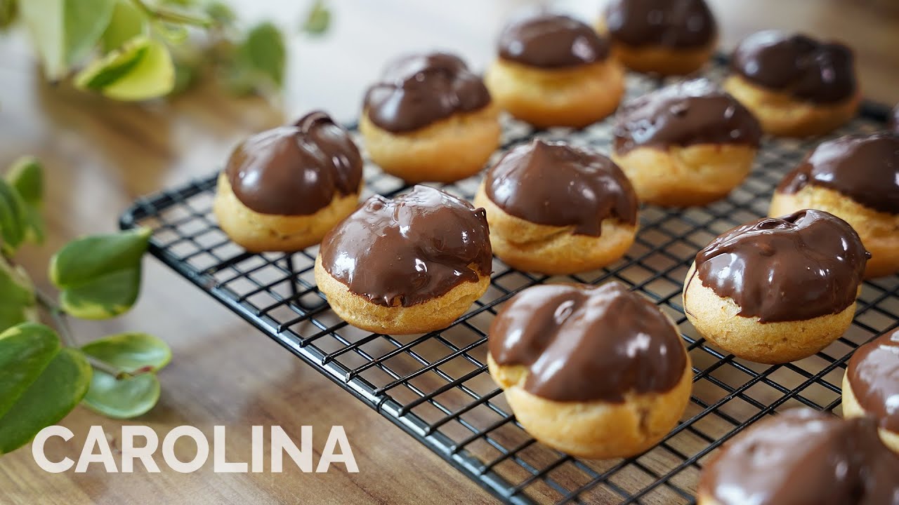 CAROLINA - Receita rápida de massa choux com recheio de doce de leite e cobertura de chocolate