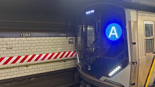 IND Sixth Avenue Line: A,C and F train action at York Street (R160,R179,R211A