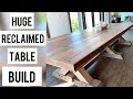 Giant reclaimed wood table build