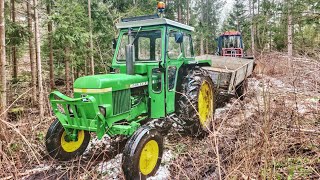 Logging with Case 885XL & John Deere 1130 tractor in Norway #40 