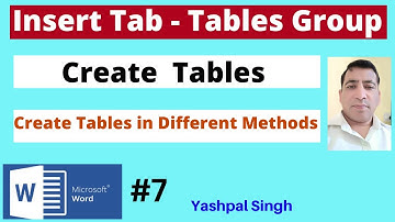 Tables Group in Insert Tab | Create Tables |  |MS Word | | Hindi |