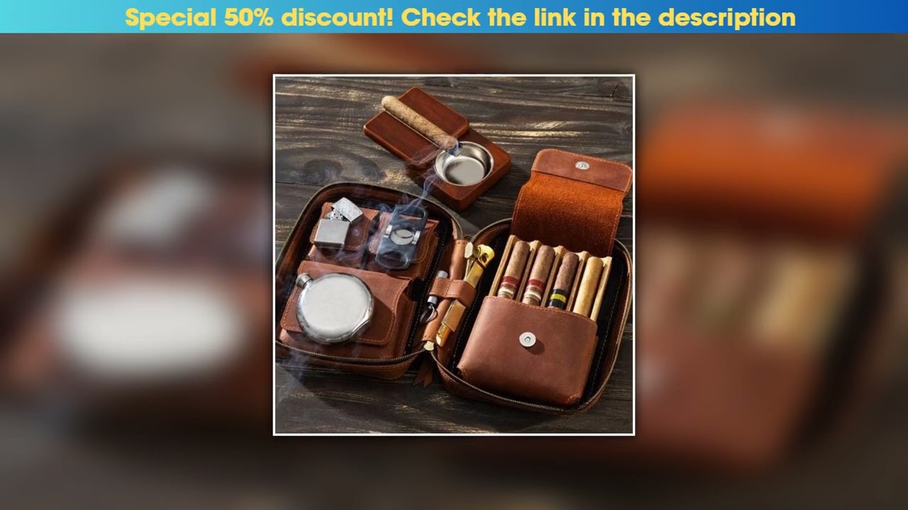 Get 1pc, Leather cigar storage bag Portable Zipper Large Capacity Cigar Bag Male Gift Cigar Accesso