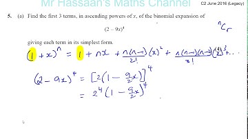 EDEXCEL GCE C2 JUN 2016 Q5a   Binomial Expansion