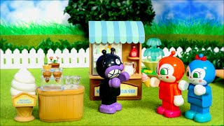 バイキンマンのイギリスのシルバニアファミリーおもちゃソフトクリーム屋さんアニメ☆ Anpanman U.K. sylvanian family's icecream shop toy anime☆