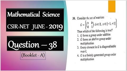 CSIR NET JUNE 2019 Question 38 Finitely Generated Groups