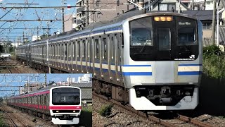 巌根駅を発着・通過する列車(E217系・209系・E233系)を撮影
