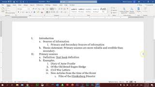 Creating an Outline for an Essay or Research Paper in MS Word