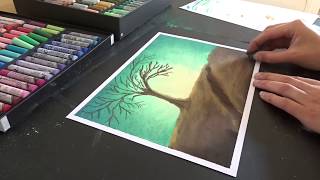 Franca tekent soft pastel tekening eenzame boom screenshot 5