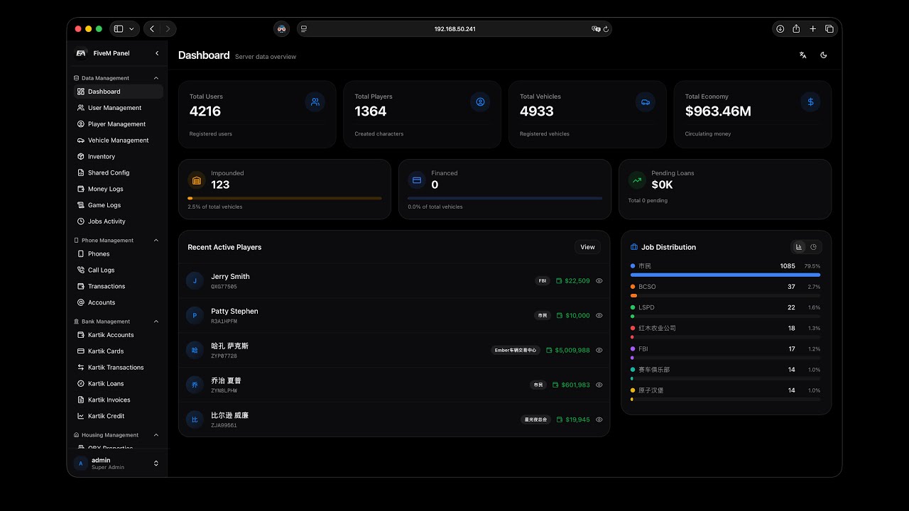 All-in-One FiveM Admin Panel - Demo 1