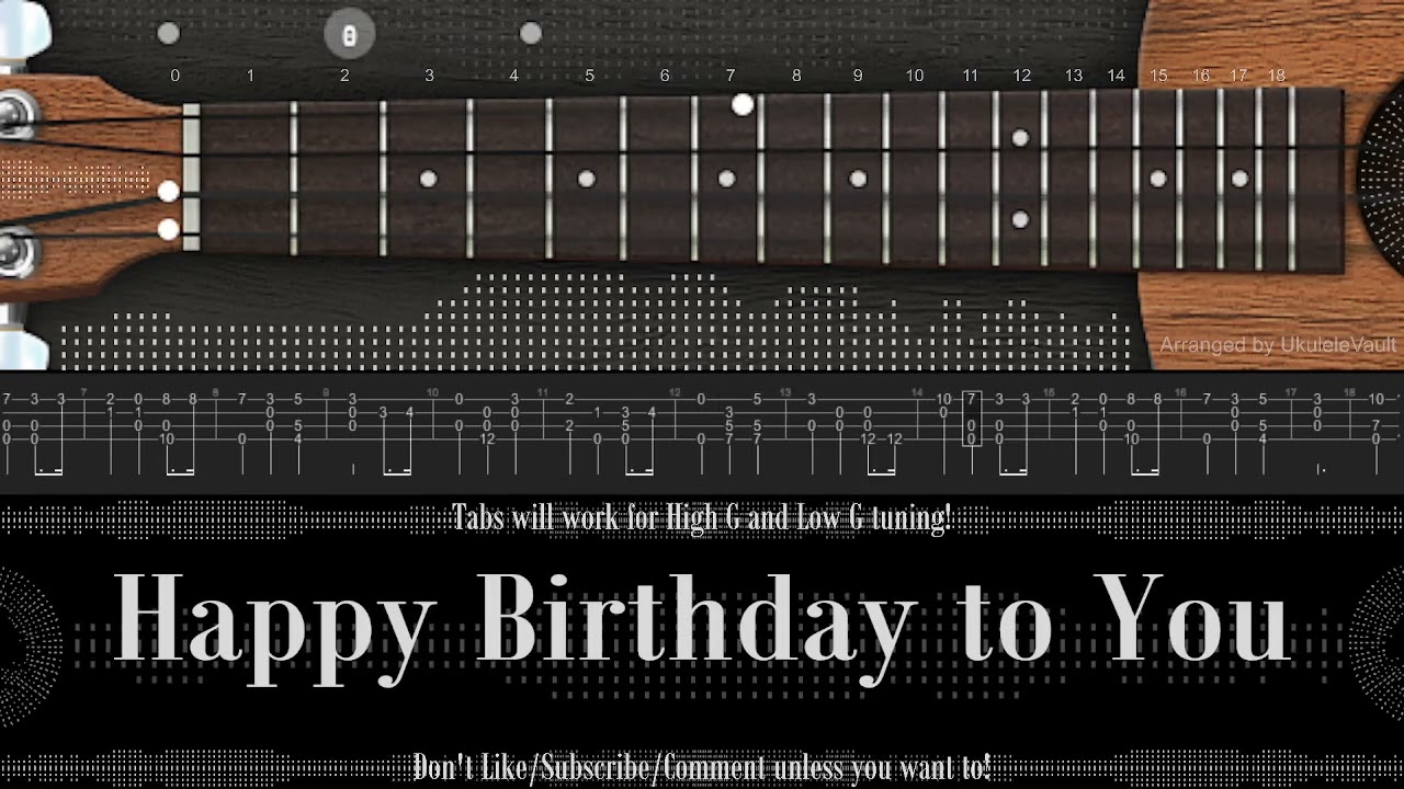 Happy Birthday to You" Fingerstyle Ukulele Tabs Learn or Listen