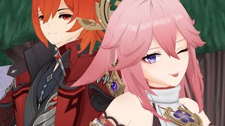 Inferno Dance Diluc & Yae Miko Genshin Impact Animation