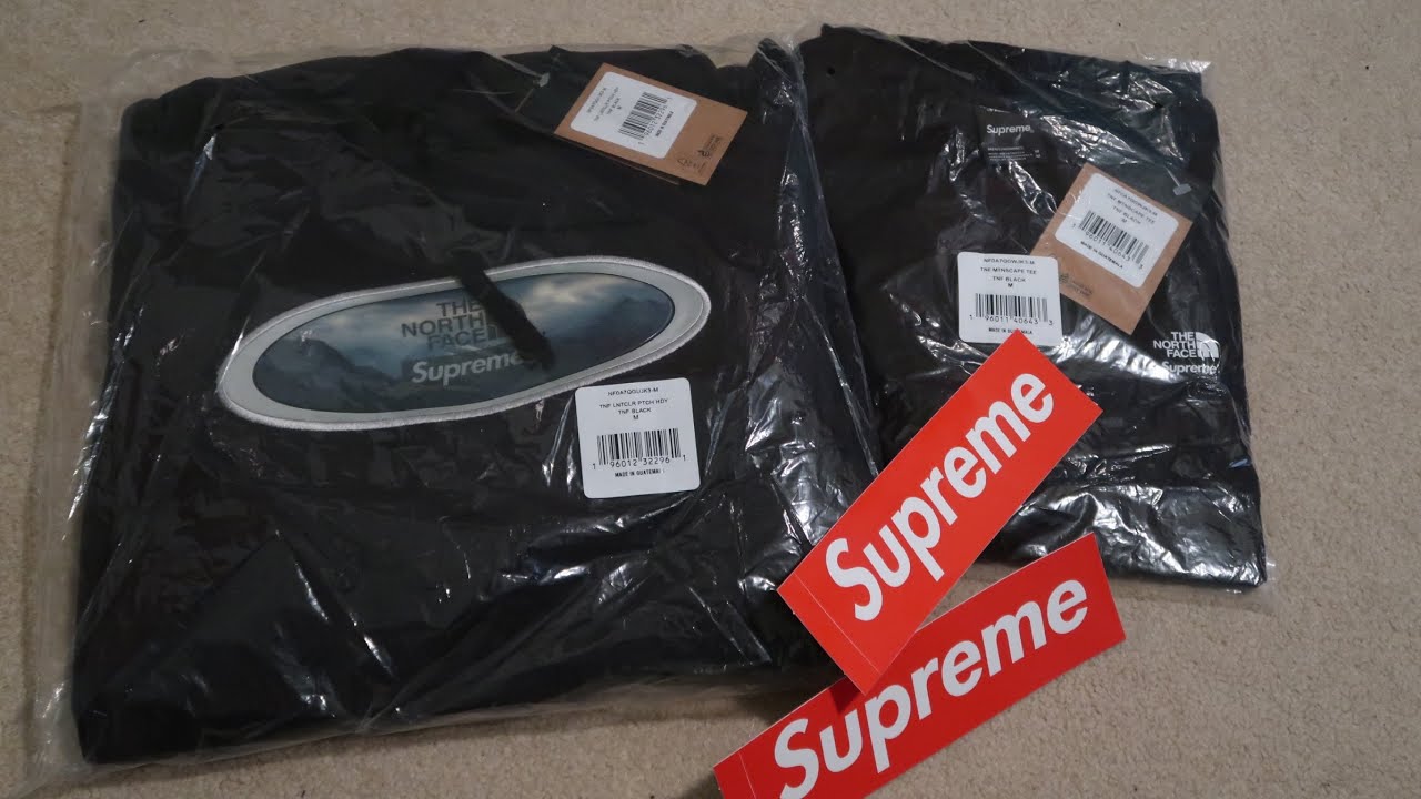 SUPREME FW21 WEEK 9 TNF MOUNTAINS TEE, LENTICULAR MOUNTAINS HOODIE  PICKUP/UNBOXING - YouTube