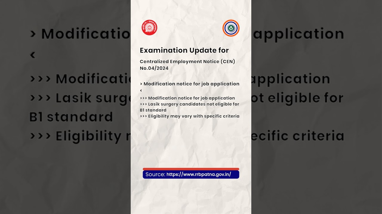 🔔 Government Job Alert!: 📢 Centralized Employment Notice (CEN) No.04/2024
