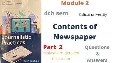 BA complimentary journalistic practices Calicut university 4th sem module 2 contents of newspaper