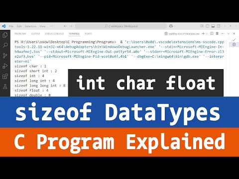 C Programming Tutorial: Using sizeof to Find the Size of Data Types (char, int, float, double)