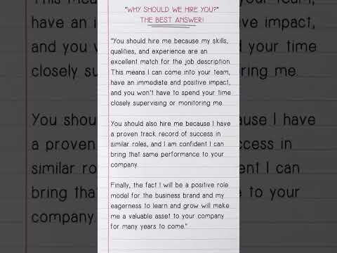 WHY SHOULD WE HIRE YOU? SAMPLE ANSWER #shorts