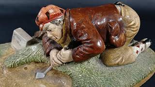 Vintage Clay Golfing Figurine 864 Bunkered Naturecraft Congleton England Golf Sports Replica