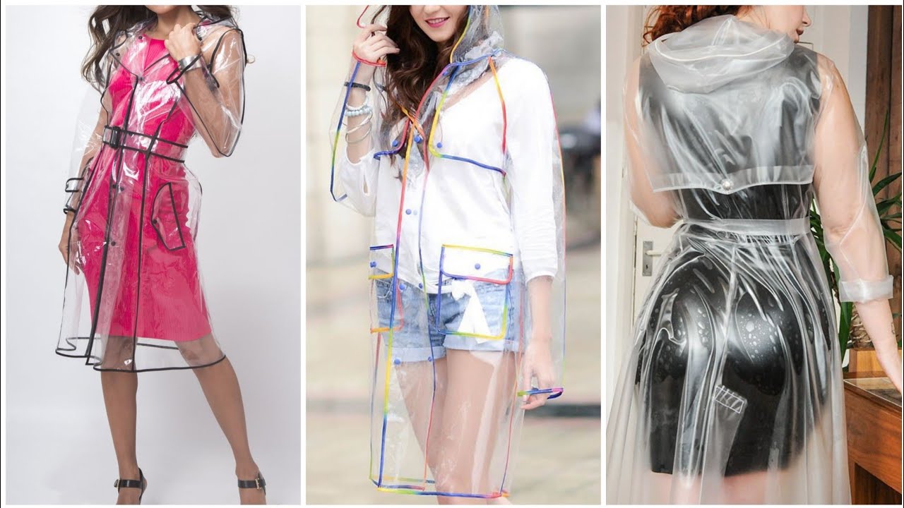 Most likely women latex transparent coats design - YouTube