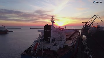 Metallurgical Coke ex Poland - loading operations in Gdynia, Poland. MV Idomeneas