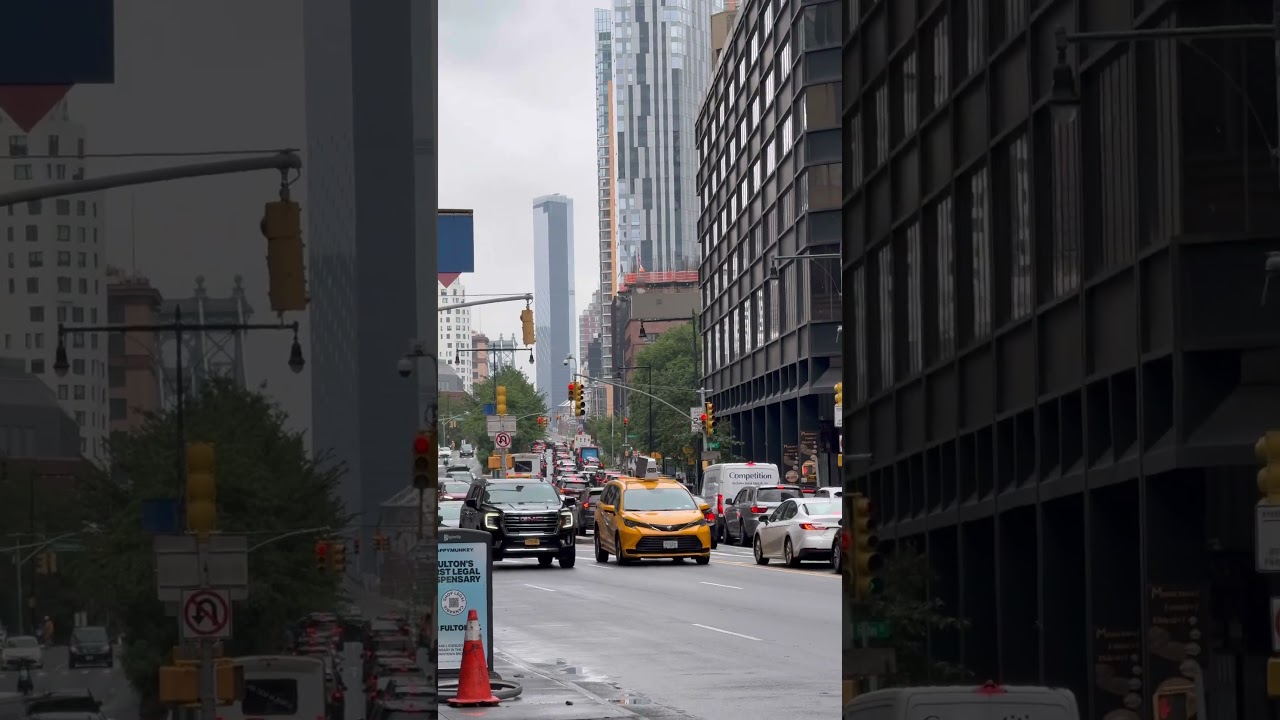 New York City Street. Walking Along the Road. DeKalb Avenue