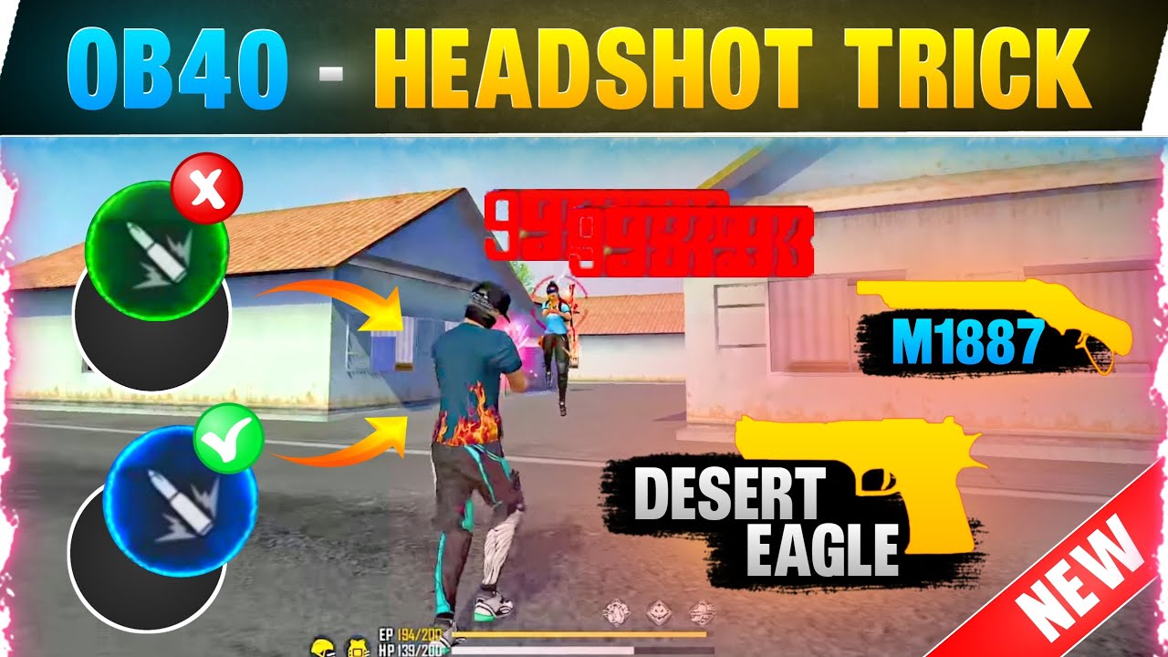 Free fire M1887 & Desert eagle headshot trick || After update headshot ...