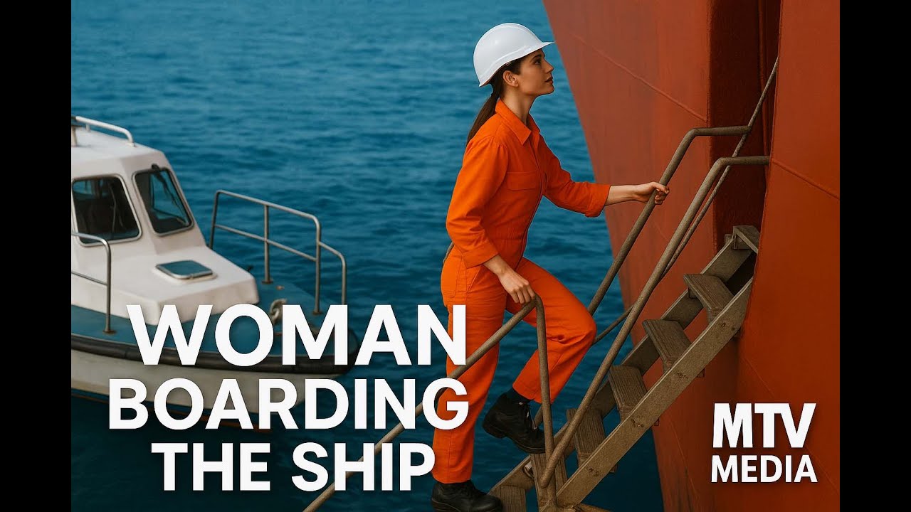 Grace at Sea: Female Crew Boarding the Ship | Inspiring Maritime Moment 🚢✨