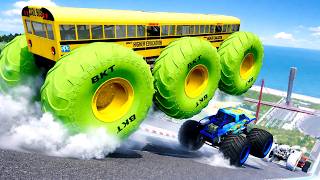 Epic High Speed monster trucks jumps stunts & crashes #137 | BeamNG Drive screenshot 3