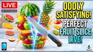 ASMR Fruit Slicing Challenge! 🍉 Perfect Slice LIVE Gameplay (High Score Grind) screenshot 2