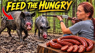 Trapping NUISANCE Wild Hogs Fed the Hungry & Made UNBELIEVABLE Homemade Sausage! (Catch & Cook)
