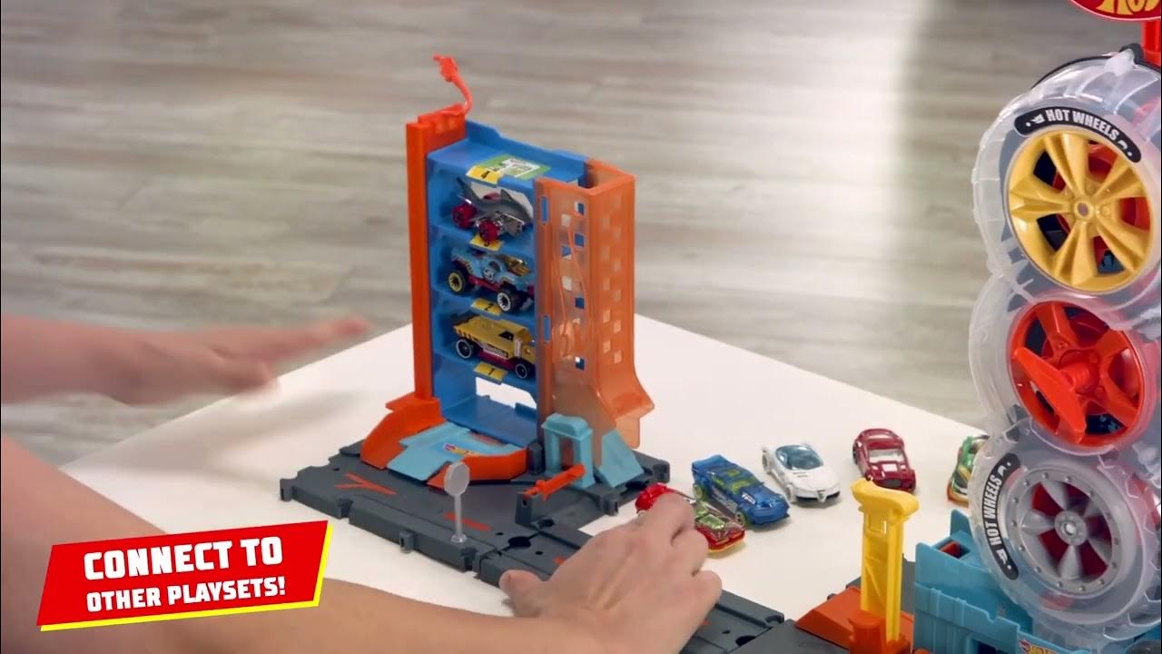 Hot Wheels Conjunto de jogos City Super Twist Tire Shop, gire a chave