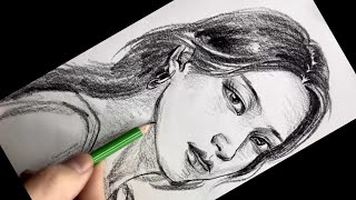 How To Draw Faces From Reference - Sketching A Portrait Of A Girl In Deep Thought