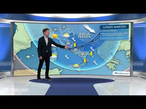 Video Meteo Italia: Venerdi irruzione fredda con pioggia, neve e calo termico