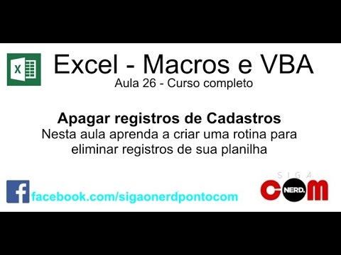 #26 - Curso de Macros e Excel VBA - Apagar registros