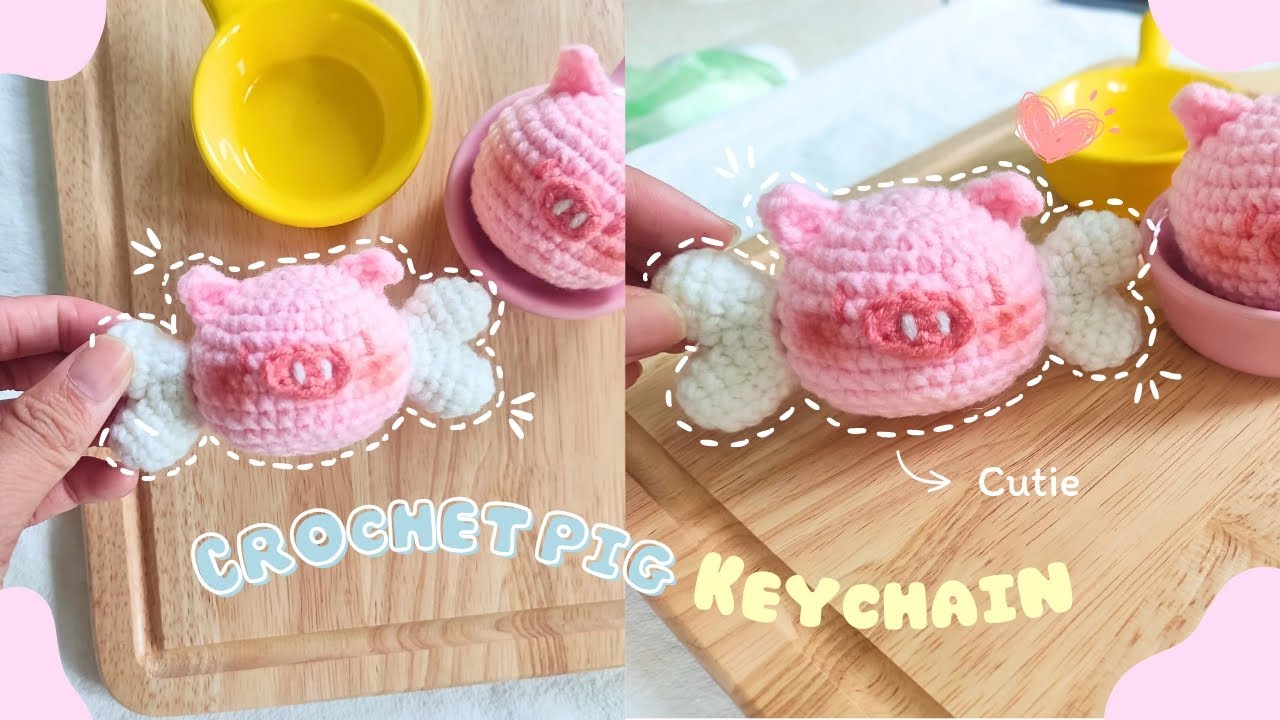 Crochet pig keychain| Hướng dẫn móc móc khóa chú heo 🐷 dễ thương| Amigurumi tutorial
