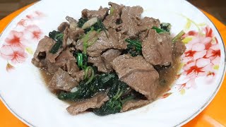 peperomia pellucida beef recipe Khmer food cooking - ម្ហូបខ្មែរ / សាំងក្រទាប