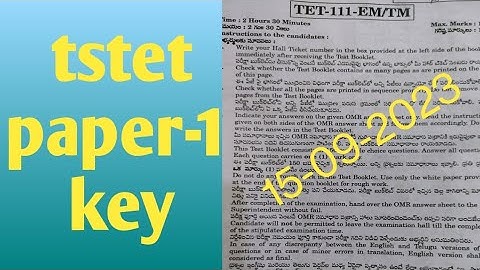 tstet paper-1 key 2023| 15-09-2023